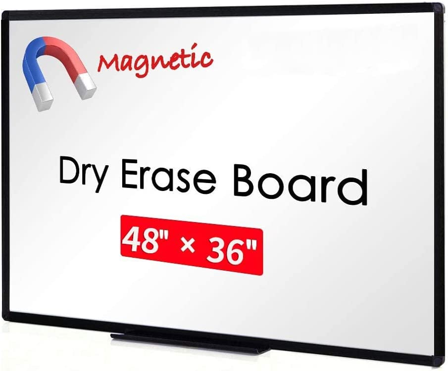 Photo 1 of VIZ-PRO Magnetic Dry Erase White Board, 48 X 36 Inches, Black Aluminium Frame
