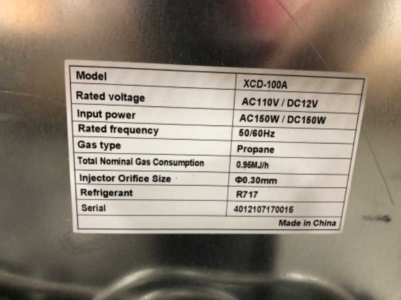 Photo 6 of  Smad 3.5 Cu.ft. Propane Refrigerator 3 Way Gas/110V/12V Refrigerator with Freezer for RV Camper with Electric/Gas Thermostat and Flame Indicator
20.16"D x 23.43"W x 31.1"H
