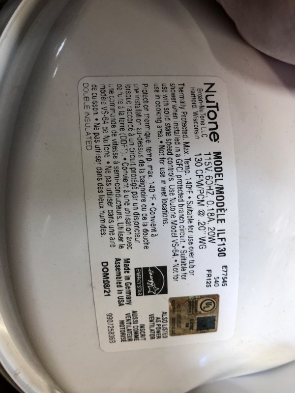 Photo 3 of Broan-Nutone ILF130 Remote In-Line Ventilation Fan, Ceiling or Wall Exhaust Fan for Bathroom and Home, ENERGY STAR Certified, 130 CFM , White
