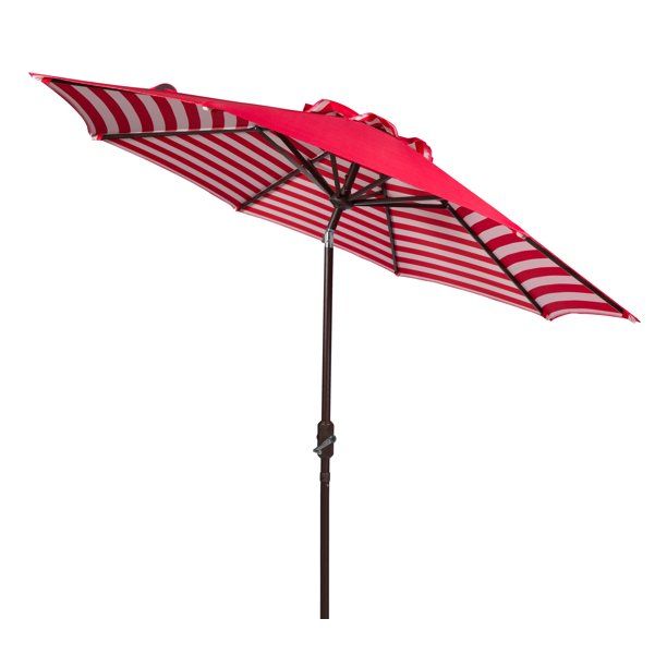 Photo 1 of 9' Market Crank Striped Patio Umbrella, Red/White