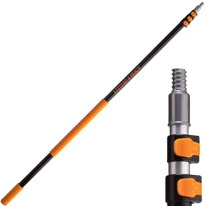 Photo 1 of (PARTIAL TORN-OFF GRIP) 7-24 ft Long Telescopic Extension Pole // Multi-Purpose Extendable Pole with Universal Twist-on Metal Tip // Lightweight and Sturdy // Best Telescoping Pole for Painting, Dusting and Window Cleaning
