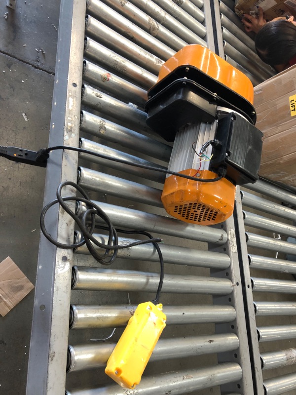 Photo 7 of (TORN-OFF POWERCORD; DENTED; SCRATCHED; MISSING STRAPS) VEVOR Electric Chain Hoist, 1100lbs Winch with 10FT Wired Remote Control, 110V Overhead Crane Garage Ceiling Pulley, 1300W Lifting Power System w/Emergency Stop Switch, 15 Feet Max. Pulling Height
