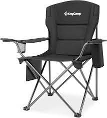 Photo 1 of (TORN CARRY CASE )KingCamp Oversized Heavy Duty Outdoor Camping Folding Chair, Ultralight Collapsible Padded Arm Chair with Cooler, Cup Holder, Side Pocket, Supports 300 lbs, Black
