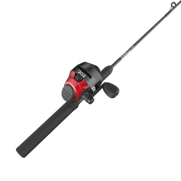 Photo 1 of (SCRATCHED) Zebco 202 Spincast Reel and Fishing Rod Combo, Tackle Included, Red/Black