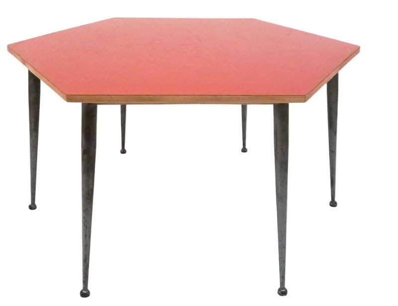 Photo 1 of 44" Hexagonal Table with Red Formica Top