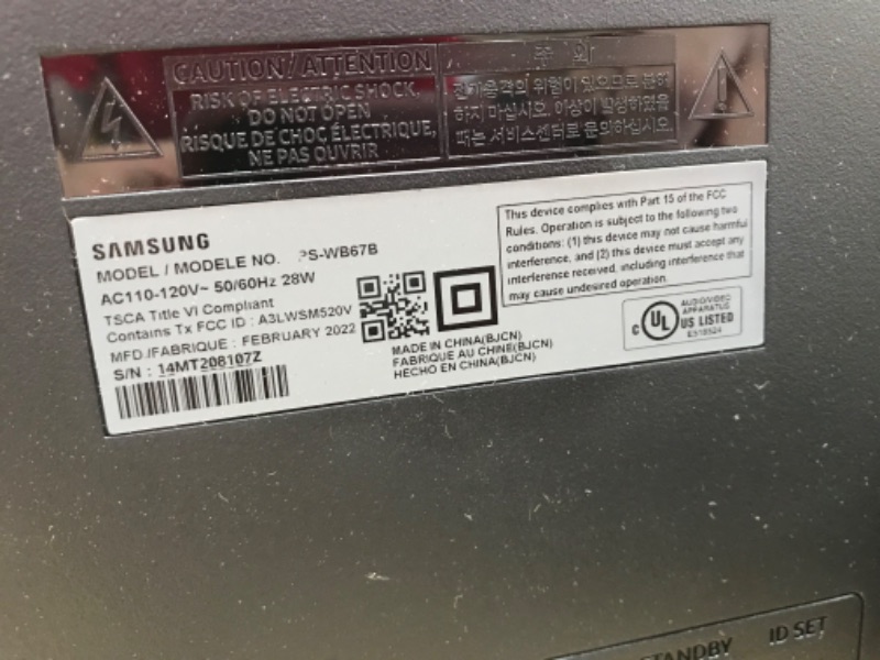 Photo 5 of (DAMAGED SPEAKER CORNERS) Samsung HW-Q600B Powered 3.1.2-channel sound bar and wireless subwoofer system with Bluetooth®, Dolby Atmos® and DTS:X