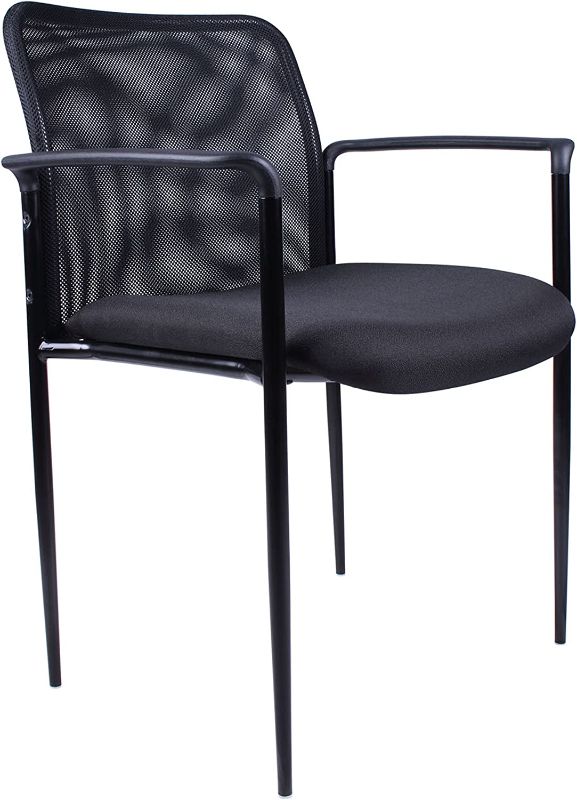 Photo 1 of Boss Office Products Stackable Mesh Guest Chair in Black
