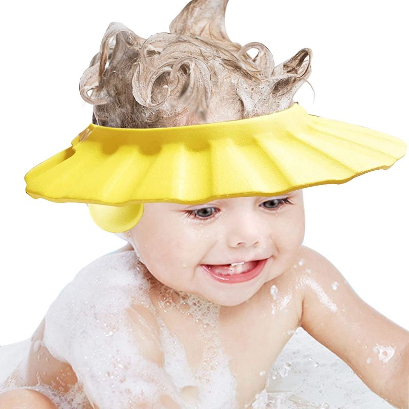 Photo 1 of Baby Shower Cap Baby Bath Head Cap Visor for Washing Hair Shower Bathing Protection Bath Cap for Toddler, Baby, Kids, Children (Yellow)
