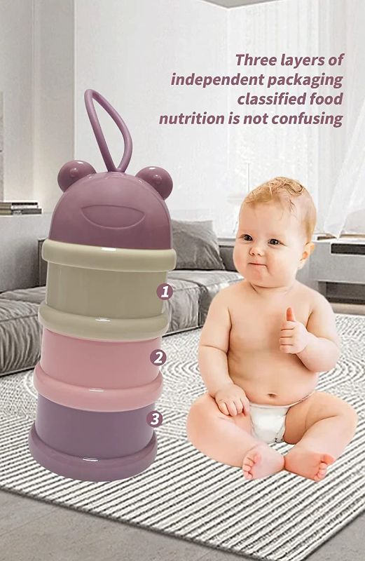 Photo 1 of Baby Formula Dispenser Travel, Portable Frog Formula Container, Non-Spill Stackable BPA Free Baby & Kids Snack Containers - Purple
