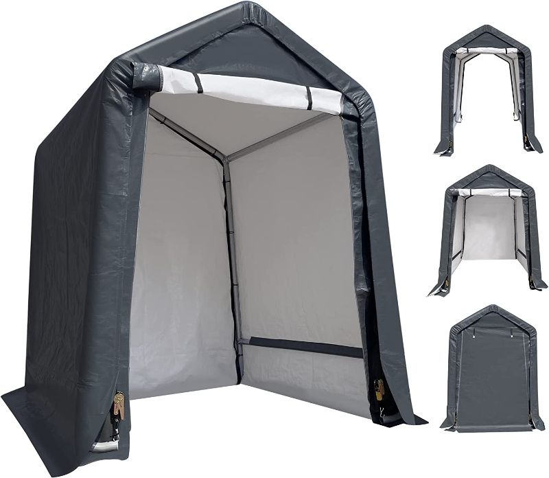 Photo 1 of 6x6 ft Outdoor Storage Shelter, Roll-up Door Portable Garage Kit Tent Carport Shed
