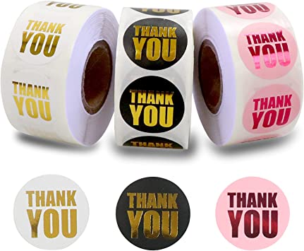 Photo 1 of 3 Rolls Thank You Sticker Roll Gold Thank You Labels Seals for Supporting Small Business, Gift Bags Packaging, Bubble Mailers, Envelopes,1 Inch, 500 PCS Each Roll
