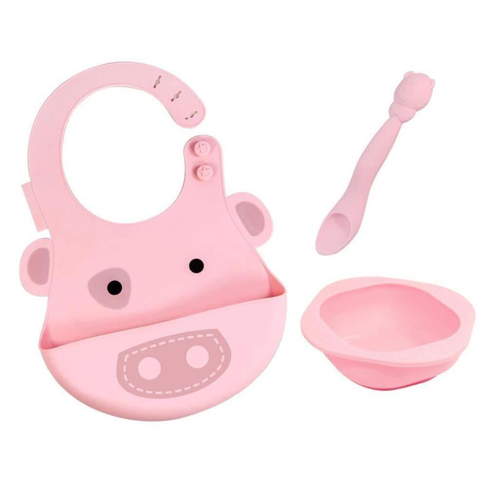 Photo 1 of Baby Silicone Feeding Set, Masher Spoon and Bowl Baby Bib, BPA & Phthalate Free, 6 Month+