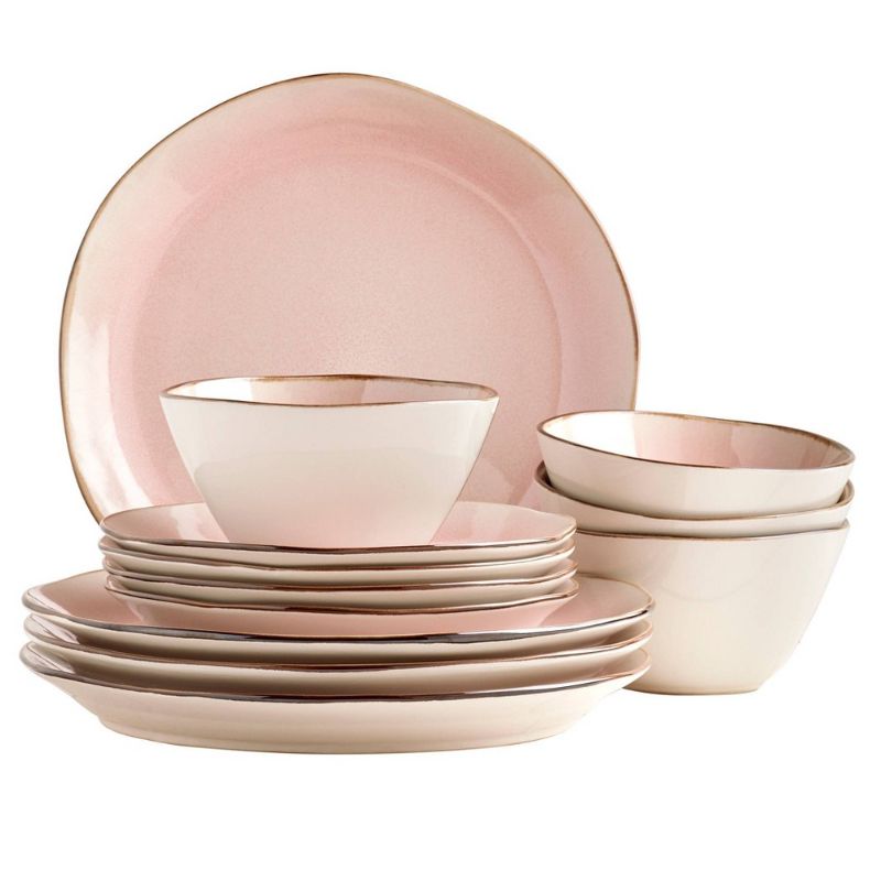 Photo 1 of 12pc Stoneware Bella Dinnerware Set Pink - Tabletops Gallery
