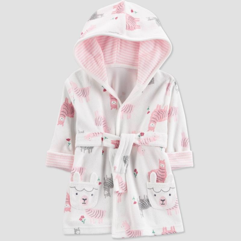 Photo 1 of Baby Girls' Llama Bath Robe - Just One You® Made by Carter's Pink/White 0-9M 2 PACK 
