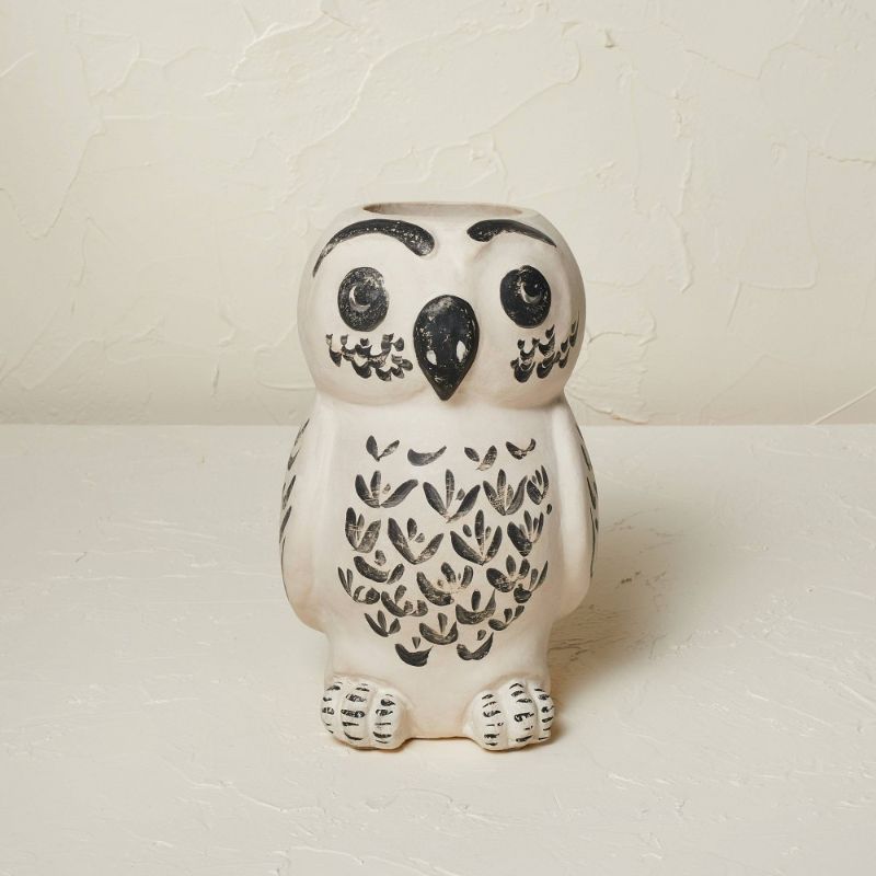 Photo 1 of 9" X 5.5" Owl Vase Beige Tint - Opalhouse™ Designed with Jungalow™
