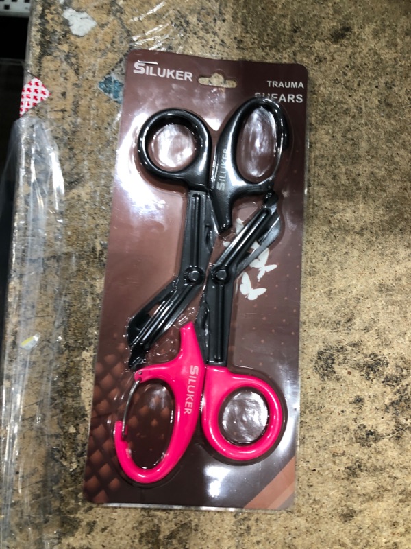 Photo 2 of 2 Pack Medical Scissors with Carabiner, EMT and Trauma Shears Bandage Scissors - 7.5" Fluoride-Coated with Non-Stick Blades
