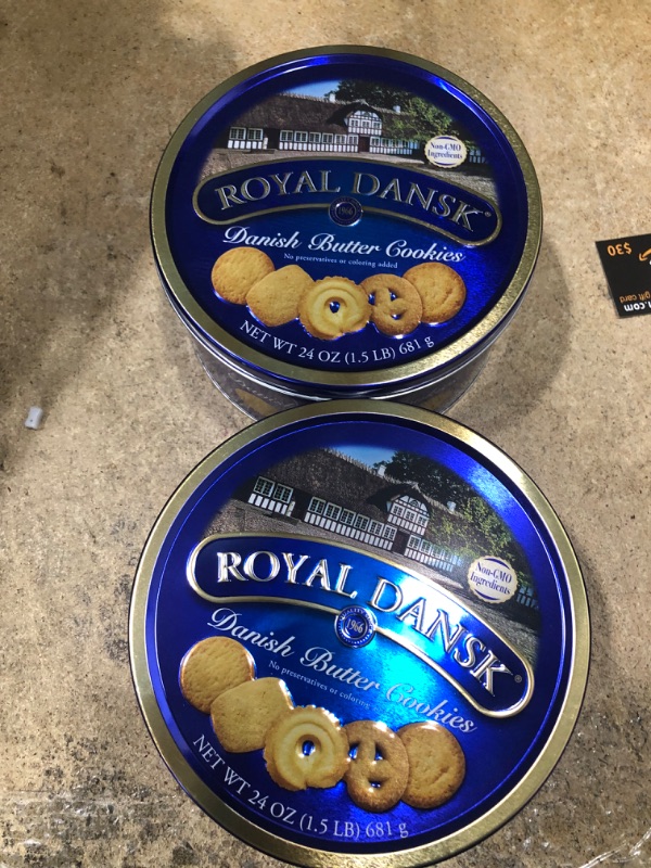 Photo 2 of 2 Pack Royal Dansk GMO Free Danish Butter Cookies, 24 Oz Tin. EXPIRES DECEMBER 06 2023.
