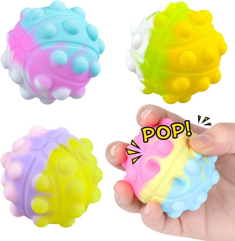 Photo 1 of 2 Pack Pop It Ball Fidget Toy, Magic Ball Silicone Squeeze Fidget Ball, 4 Pack of Pop Stress Ball Relieve Balls for Adult Or Kids.
