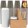 Photo 1 of 
VANAKI 85 Sets - 12 Oz Disposable Paper Coffee Cups with Lids + Wooden Stirrers + 5 [BONUS] Carriers - Triple Layer Insulated Togo Hot Cups - Leak Proof Reusable Paper Cup and Lid - Fully Recyclable.
