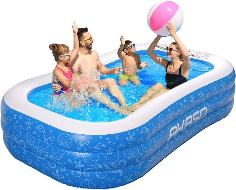 Photo 1 of AKASO Inflatable Swimming Pool, 94.5" x 56" x 22", Inflatable Kiddie Pool, Family Swimming Pool for Kids Adults Toddlers Outdoor Garden Backyard
