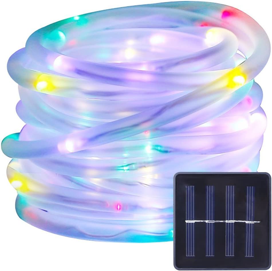 Photo 1 of Solar Rope Lights 100 LEDs String Fairy Lights, 2 Modes 33 ft/10Meter Waterproof Outdoor Lights for Patio, Garden, Party(Multicolor)
