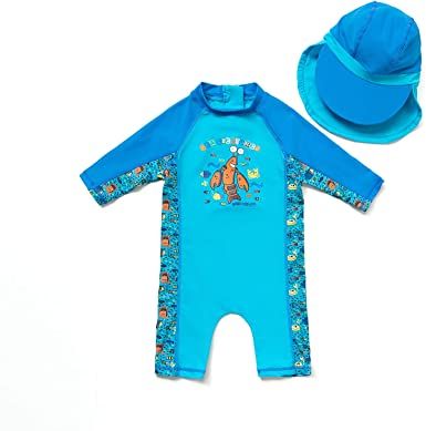 Photo 1 of BONVERANO Baby Boys Swimsuit, Toddler Bathing Suit, Short-Sleeve Zipper One Piece Swimwear with UPF 50+ Sun Protection Size 24-36 Months 
