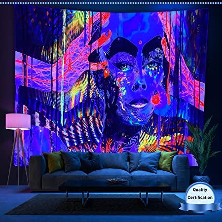 Photo 1 of 2 Packs of Tapestry, Tapestry for Bedroom Aesthetic, Black light/Uc light illuminates the Glow-in-the-Dark Sci-Fi Brain, for Bedroom Aesthetics, Wall Tapestry, Dorm backdrops, Tablecloth-Themed Party Decor (59*51 inches)
