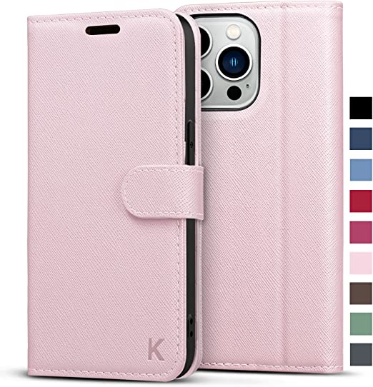 Photo 1 of KILINO Wallet Case for iPhone 13 Pro Max 5G [RFID Blocking] [Saffiano Leather] [Shock-Absorbent Bumper] [Card Slots] [Kickstand] [Magnetic Closure] Flip Cover for iPhone 13 Pro Max (Cherry Blossom)
