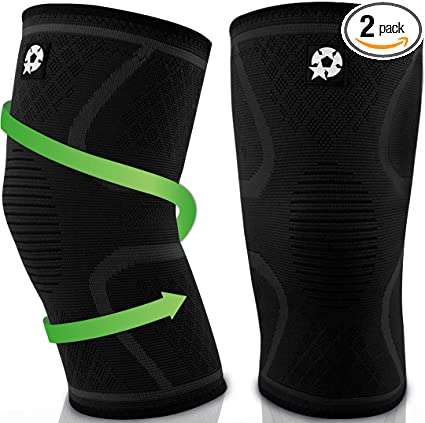 Photo 1 of Knee Compression Sleeve Brace For Support - Running, Working Out, Crossfit, Powerlifting - Joint Pain, Meniscus Tear, Arthritis, Strain, Swelling - for Men and Women - Pack of 2 - Black - S
