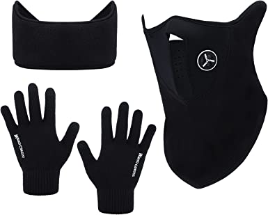 Photo 1 of 3 Pieces Winter Face Mask Ear Warmer Headband Touch Screen Gloves (One Size)