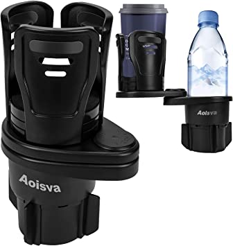 Photo 1 of Aoisva Cup Holder Expander for Car - All Purpose Hydroflask Car Cup Holder Insert and Organizer,Multifunctional Adjustable Extra Cup Holder Adapter for Car Round Cup Holder-Matt Black
