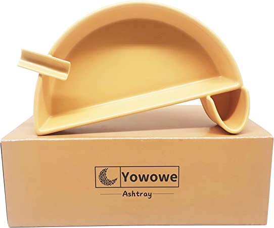 Photo 1 of Ashtrays for Cigarettes Easy to Clean, Crescent Ceramics Ash Tray with Lighter Slot, Cool Ashtrays for Bar Cafe Party Picnic and Hotel