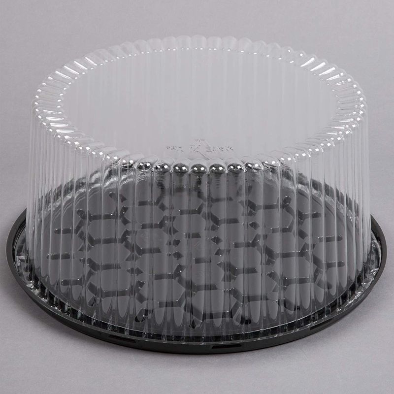 Photo 1 of 10-11" Plastic Disposable Cake Containers Carriers with Dome Lids and Cake Boards | 5 Round Cake Carriers for Transport | Clear Bundt Cake Boxes Cover | 2-3 Layer Cake Holder Display Containers
