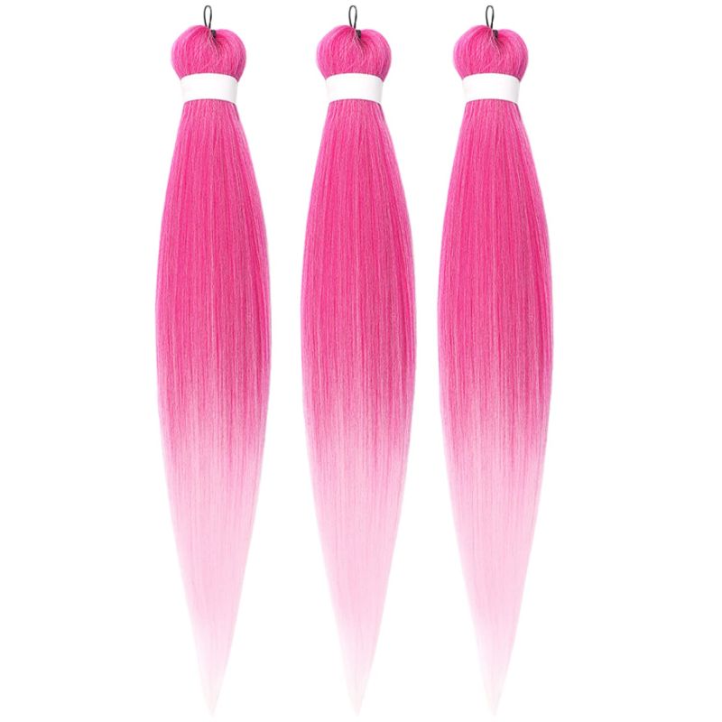 Photo 1 of  3Pcs Hair extension Ombre Pink Braiding Hair Pre Stretched Braiding Hair
