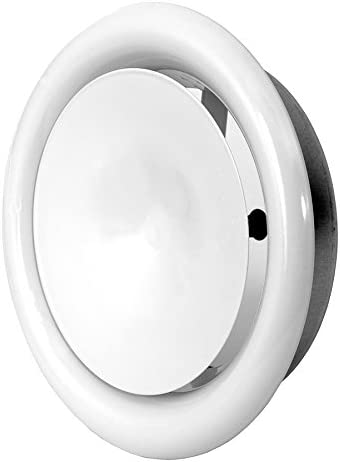 Photo 1 of 4'' White Inline Duct Fan Outlet Vent - Metal Adjustable Air Vent Round Soffit Exhaust Vent
