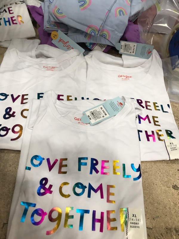 Photo 2 of 3PK- SIZE 14/16-Girls' 'Love Freely' Short Sleeve Graphic T-Shirt - Cat & Jack™
