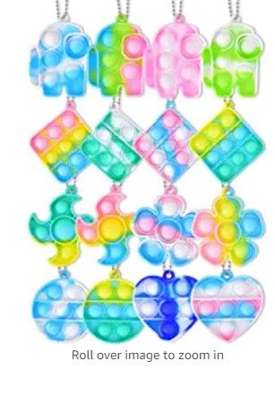 Photo 1 of 16 Pack Mini Keychain Fidget Toy Mini Stress Relief Hand Toys, Mini Push Pop Bubble Fidget Sensory Bulk Toy, Wrap Pop Stress Reliever Anti-Anxiety, Office Desk Toy for Kids Adults
