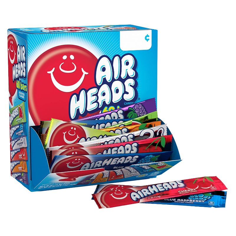 Photo 1 of **EXPIRES JAN2024** Airheads Candy Bars, Variety Bulk Box, Chewy Full Size Fruit Taffy, Gifts, Holiday, Parties, Concessions, Pantry, Non Melting, Party, 60 Individually Wrapped Full Size Bars
