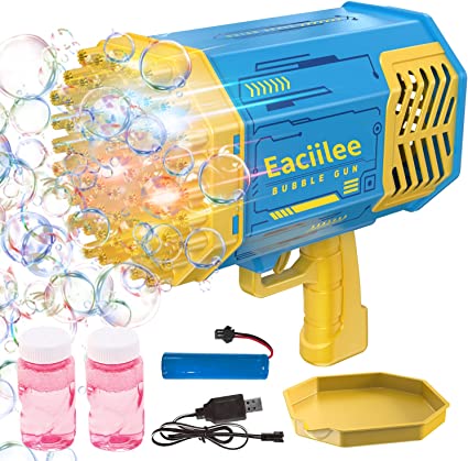 Photo 1 of Electric Bubble Gun Bubble Machine, Automatic Bubble Maker w/ 69 Holes, Light and Bubble Solution, Bubble Blower Toys for Summer Outdoor Birthday Wedding Party for Boys Girls Gift
