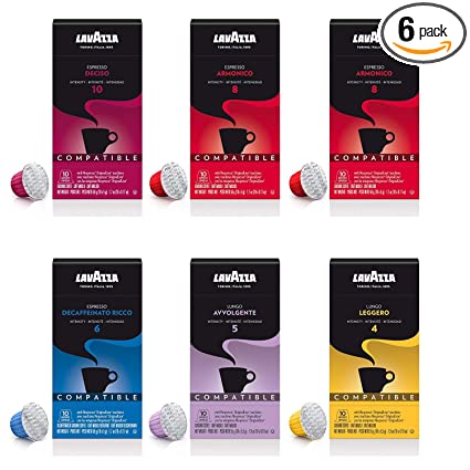 Photo 1 of **EXPIRES NOV30/2022** Lavazza Espresso Capsules Compatible with Nespresso Original Machines Variety Pack (Pack of 60) ,Value Pack, Blended and roasted in Italy, 6 Packs of 10 single serve Nespresso pods
