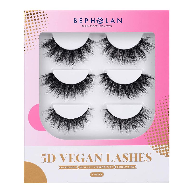 Photo 1 of BEPHOLAN False Eyelashes|3 Pairs Different Styles Faux Mink Fake Eyelashes|5D Multi-Layerd Effect|100% Handmade & Cruelty Free|Super Light Comfortable To Wear|Vegan Lashes XMZ271
