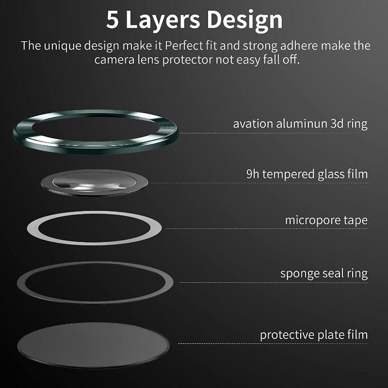 Photo 1 of  Camera Lens Protector for Samsung Galaxy S22 Ultra, Scratch-Proof, Drop-Proof Alloy Phone Screen Camera Cover Protection for 6.8'' Accessories - Green