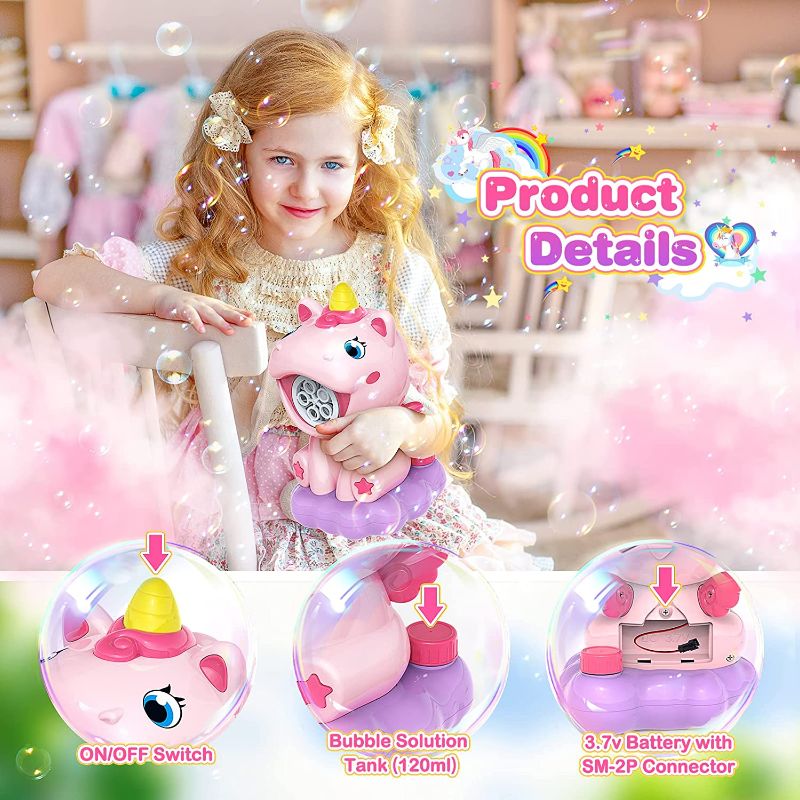 Photo 1 of Bubble Machine for Kids Toddler Girl: Rechargeable Bubble Blower with 3000+ Bubble per Minute,Unicorn Bubble Maker with Bubble Solution,Bubble Toys for Parties|Bitrhday|Indoor|Outdoor
