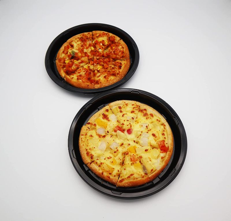 Photo 1 of 
Pack of 25 Disposable CPET Plastic 10 inches oven baking Pizza Pans-Durable Tray for Pizza Cookies Cake Bread Focaccia Meat - Baking Pans Tray, Easy Clean, Oven Freezer Microwave and Dishwasher Safe

