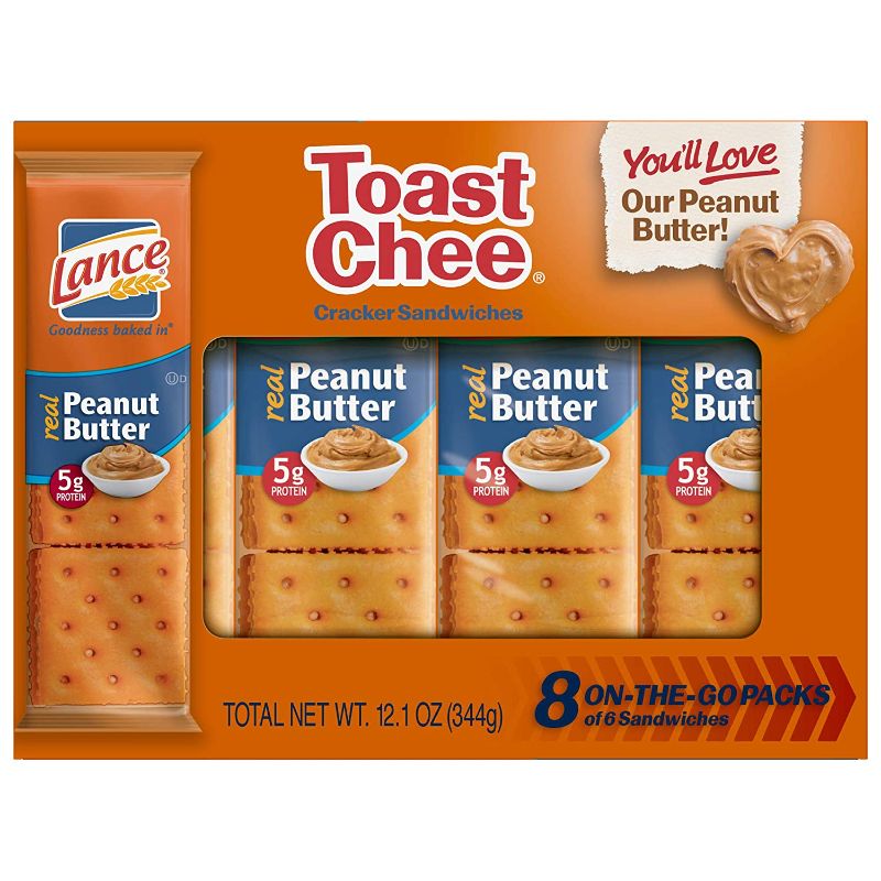 Photo 1 of 
Lance Toast Chee Crackers with Real Peanut Butter, 6 Crackers/pack (8 Pack Tray) 12 Oz. Net