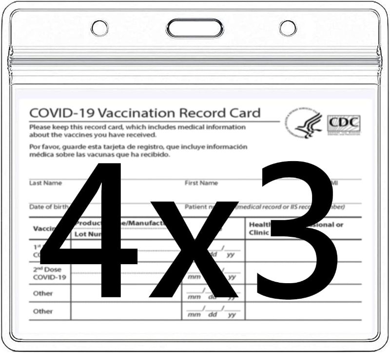 Photo 1 of 10 Pack CDC Vaccination Card Holder Immunization Record Vaccine Card Protector 3x4 Sleeve Covid Shot Card Protector Cover Clear Vinyl Plastic Sleeve with Waterproof Resealable Zip