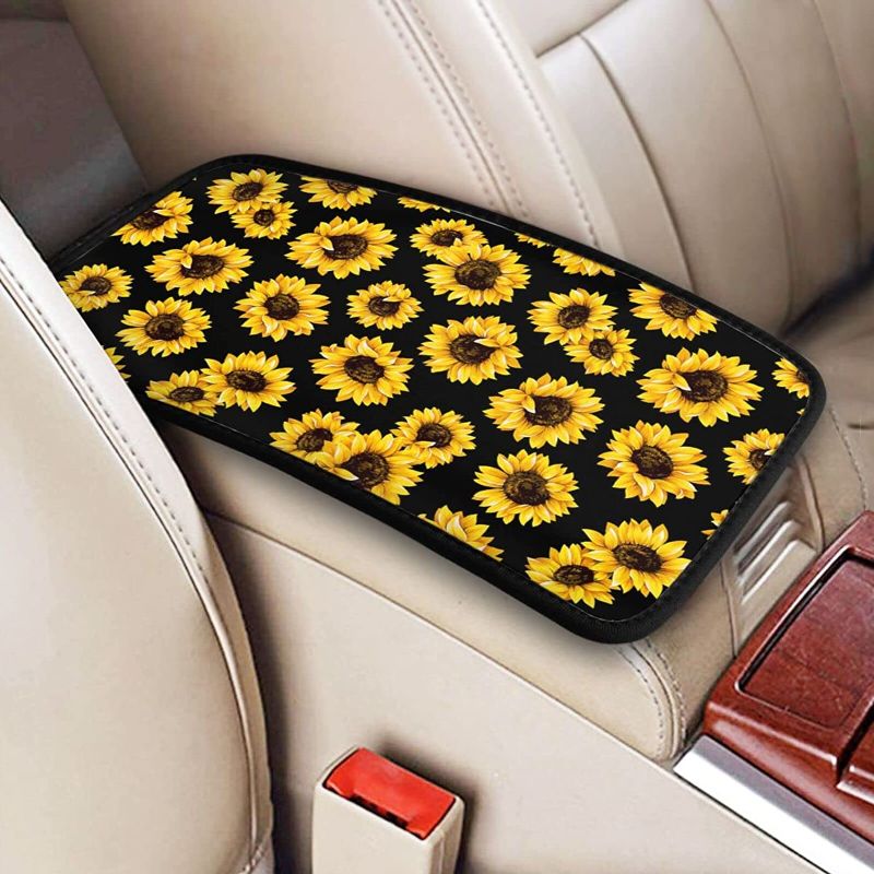 Photo 1 of  SunflowerCenter Console Armrest Cover Pad, Universal Fit Soft Comfort Center Console Armrest Cushion for Car, Stylish Pattern Design Car Armrest Cover
