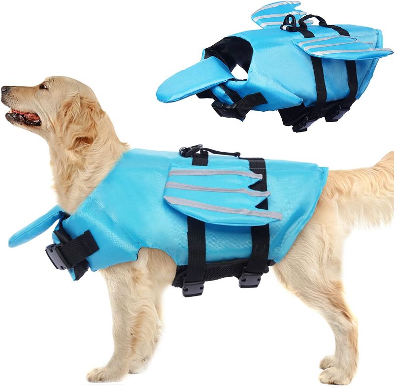 Photo 1 of  Dog Life Jacket Adjustable Ripstop Dog Life Vests for Water Safety Pet Life Vest with Rescue Handle Safety Flotation Vest for Swimming Pool Beach Boating for Small Medium and Large Dogs