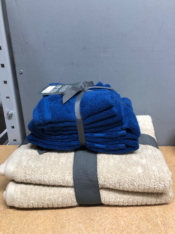 Photo 3 of 2 PACK** 6pc Performance Bath Towel Set Blue - Threshold + 2pk Quick Dry Ribbed Bath Towel Set - Threshold™
