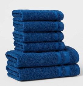 Photo 1 of 2 PACK** 6pc Performance Bath Towel Set Blue - Threshold + 2pk Quick Dry Ribbed Bath Towel Set - Threshold™
